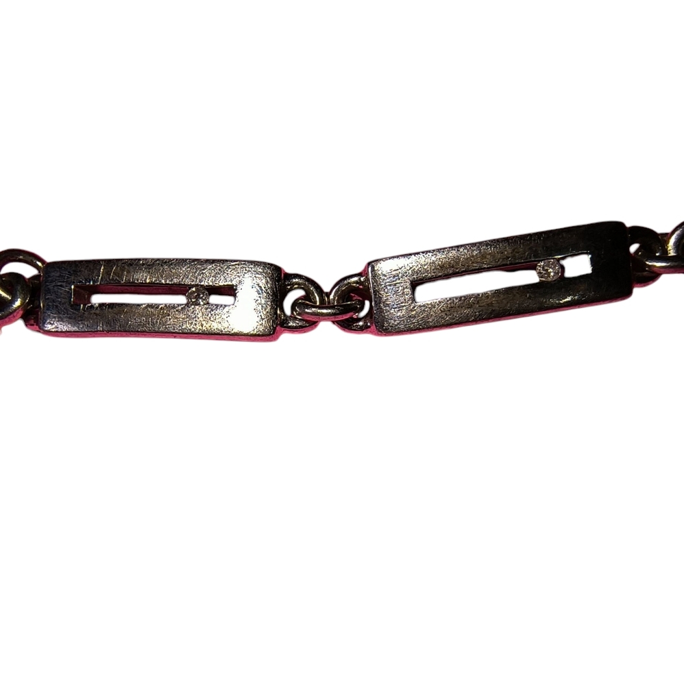 Sterling Silver Rectangle Link Bracelet With Clea… - image 7